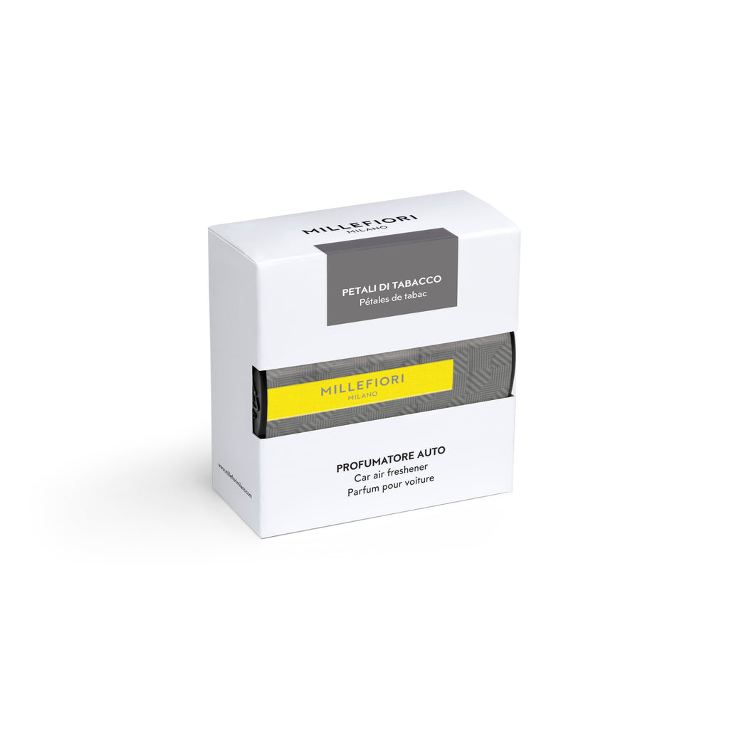 Car Air Freshener - Petals of Tobacco - Textile Grey & Yellow